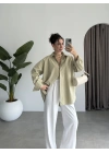 Yale Oversize Poplin Açık Haki Gömlek