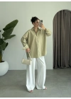 Yale Oversize Poplin Açık Haki Gömlek