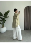 Yale Oversize Poplin Açık Haki Gömlek