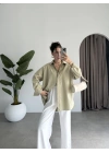 Yale Oversize Poplin Açık Haki Gömlek