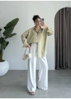 Yale Oversize Poplin Açık Haki Gömlek