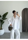 Yale Oversize Poplin Beyaz Gömlek