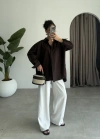 Yale Oversize Poplin Kahve Gömlek