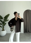 Yale Oversize Poplin Kahve Gömlek