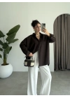 Yale Oversize Poplin Kahve Gömlek