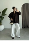 Yale Oversize Poplin Kahve Gömlek