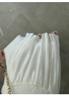 Yarım Astarlı Asimetrik Beyaz Etek