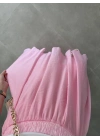 Yarım Astarlı Asimetrik Pembe Etek
