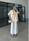 Yarımkol Astarlı Premium Taş Keten Ceket