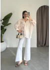 Yavruağzı Oversize Tensel Gömlek
