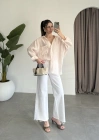 Yavruağzı Oversize Tensel Gömlek