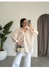 Yavruağzı Oversize Tensel Gömlek