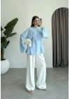 Yırtmaçlı Kuşaklı Tensel Bebe Mavi Tunik
