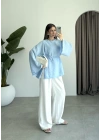 Yırtmaçlı Kuşaklı Tensel Bebe Mavi Tunik