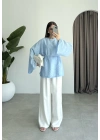 Yırtmaçlı Kuşaklı Tensel Bebe Mavi Tunik
