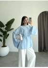 Yırtmaçlı Kuşaklı Tensel Bebe Mavi Tunik