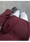 Yırtmaçlı Kuşaklı Tensel Bordo Tunik