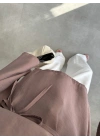 Yırtmaçlı Kuşaklı Tensel Cappuccino Tunik