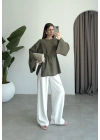 Yırtmaçlı Kuşaklı Tensel Haki Tunik