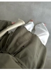 Yırtmaçlı Kuşaklı Tensel Haki Tunik