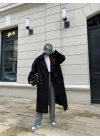 Zara Model Oversize Siyah Kaşe Kaban