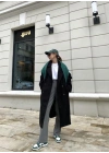 Zara Model Oversize Siyah Kaşe Kaban