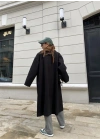 Zara Model Oversize Siyah Kaşe Kaban