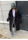 Zara Model Oversize Siyah Kaşe Kaban
