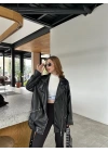 Zara Model Siyah Deri Biker Ceket