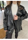 Zara Model Siyah Deri Biker Ceket