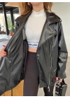 Zara Model Siyah Deri Biker Ceket