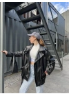 Zara Model Siyah Timsah Desenli Deri Biker Ceket