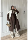 Zr Model Oversize Kahve Kaşe Kaban