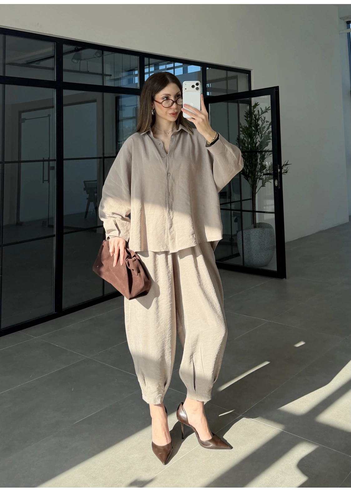 Tensel Oversize Vizon Şalvar Takım