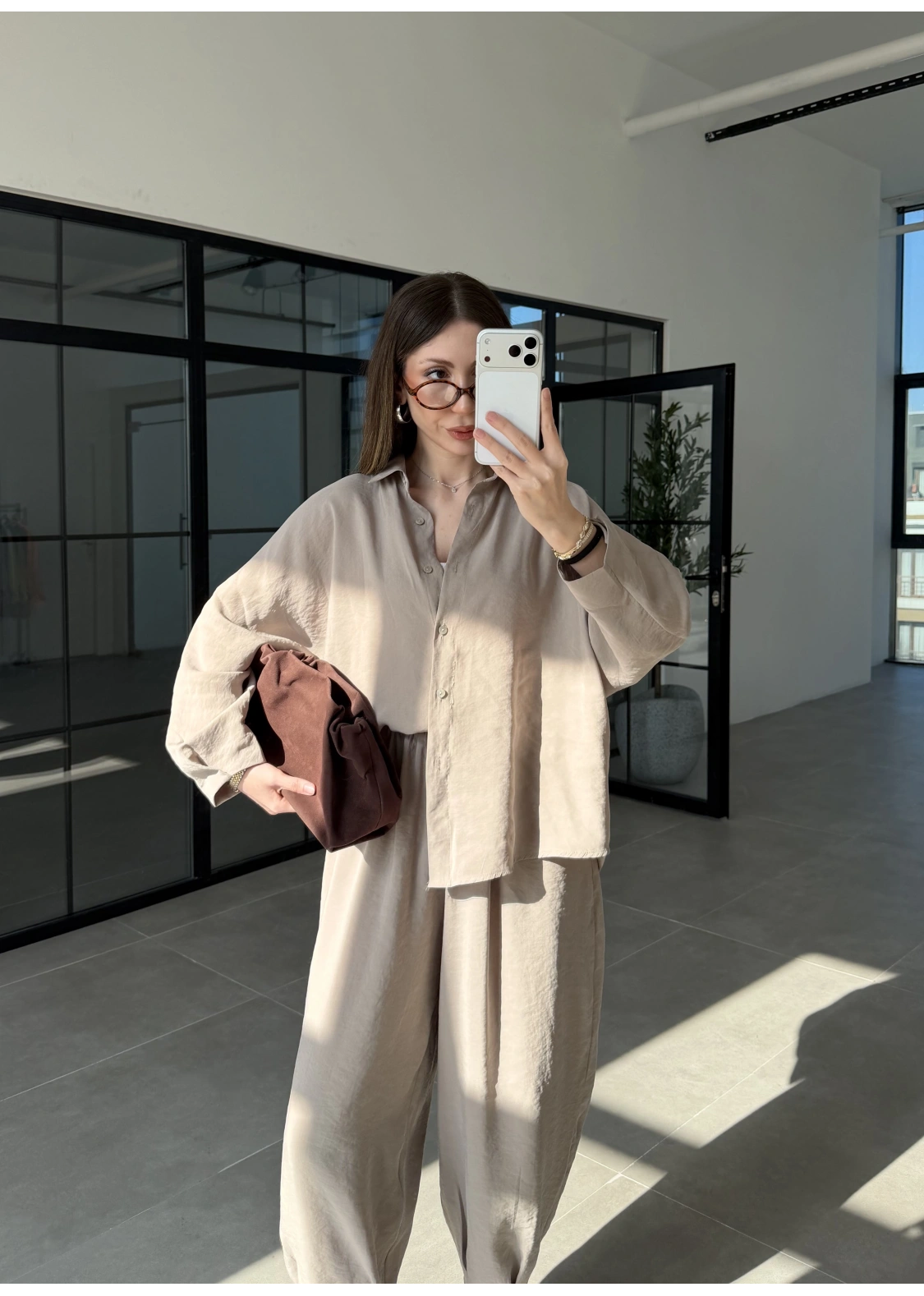 Tensel Oversize Vizon Şalvar Takım