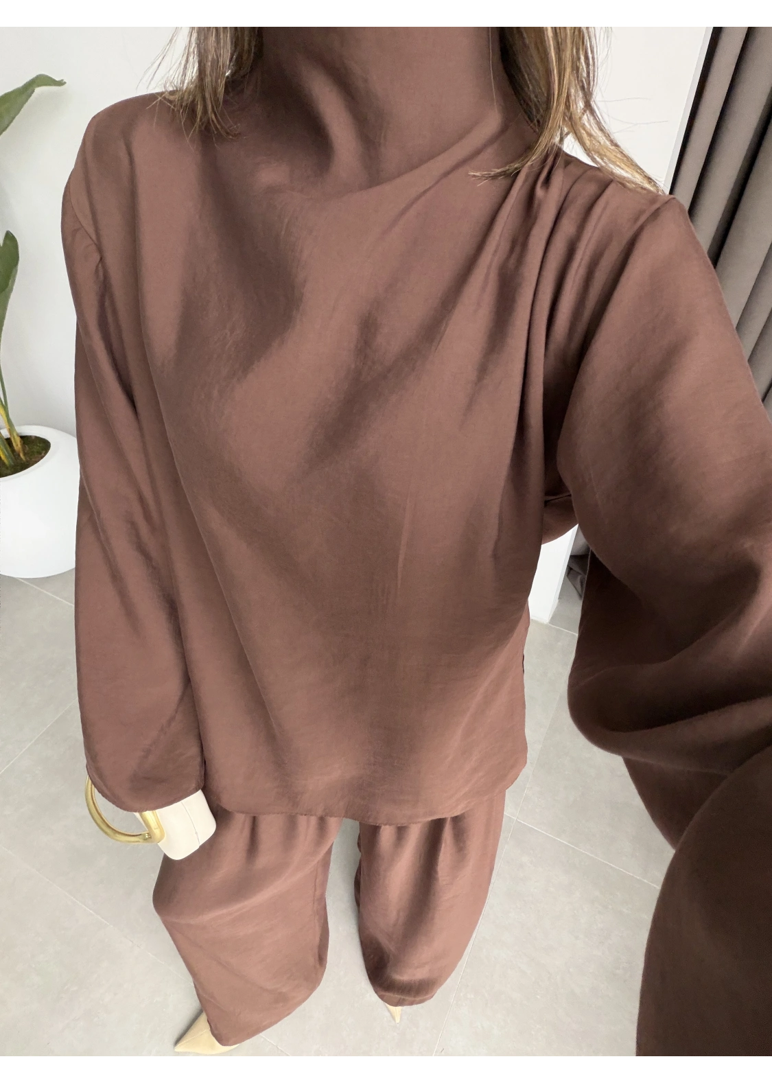 Asimetrik Kesim Marve Premium Kahve Takım