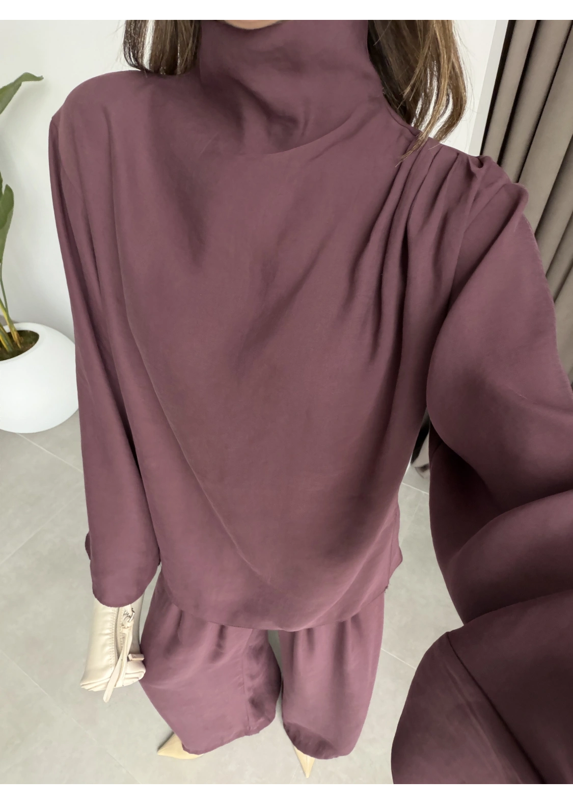 Asimetrik Kesim Marve Premium Mürdüm Takım