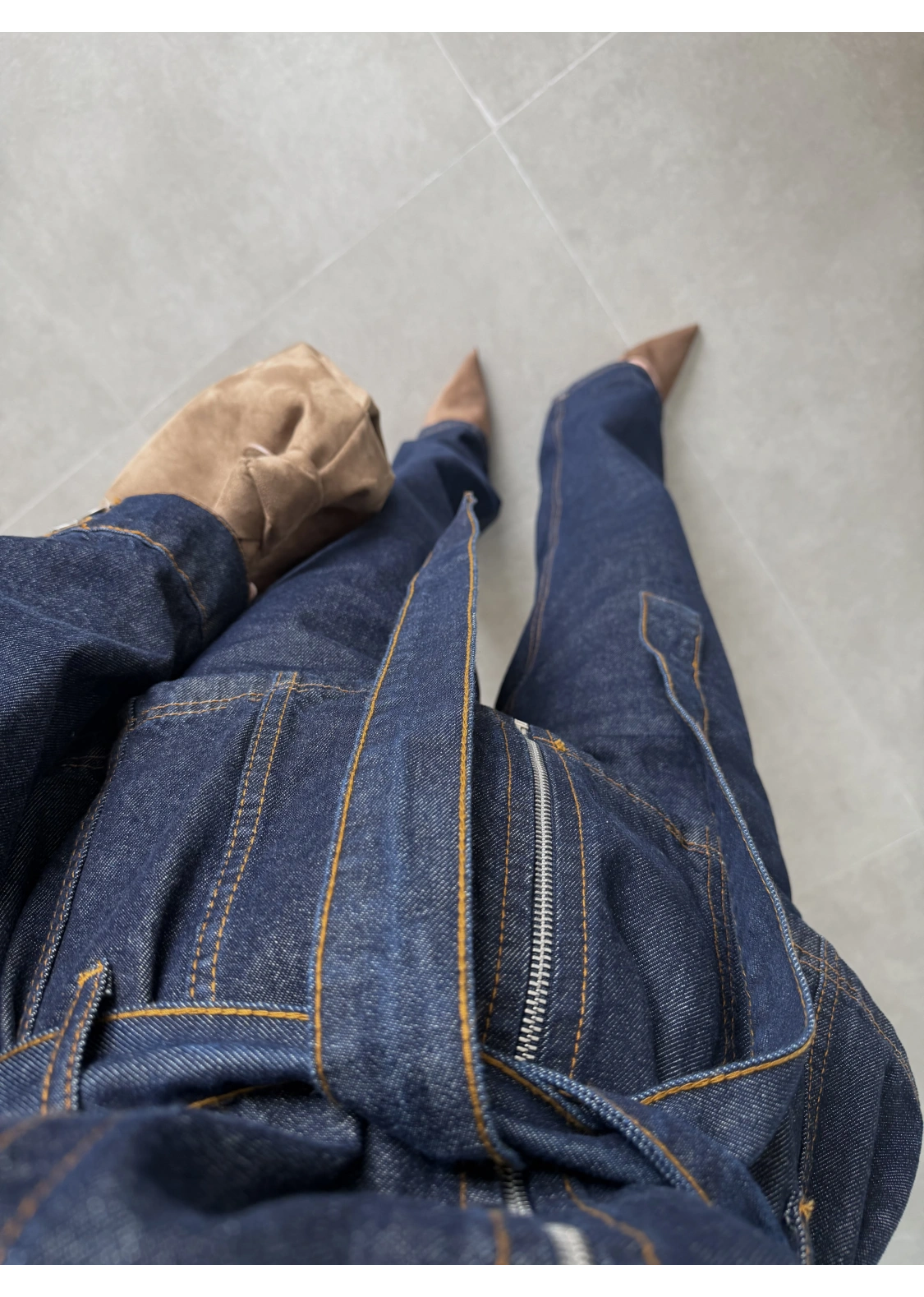 Çift Renk Denim Ceket Pantolon Takım