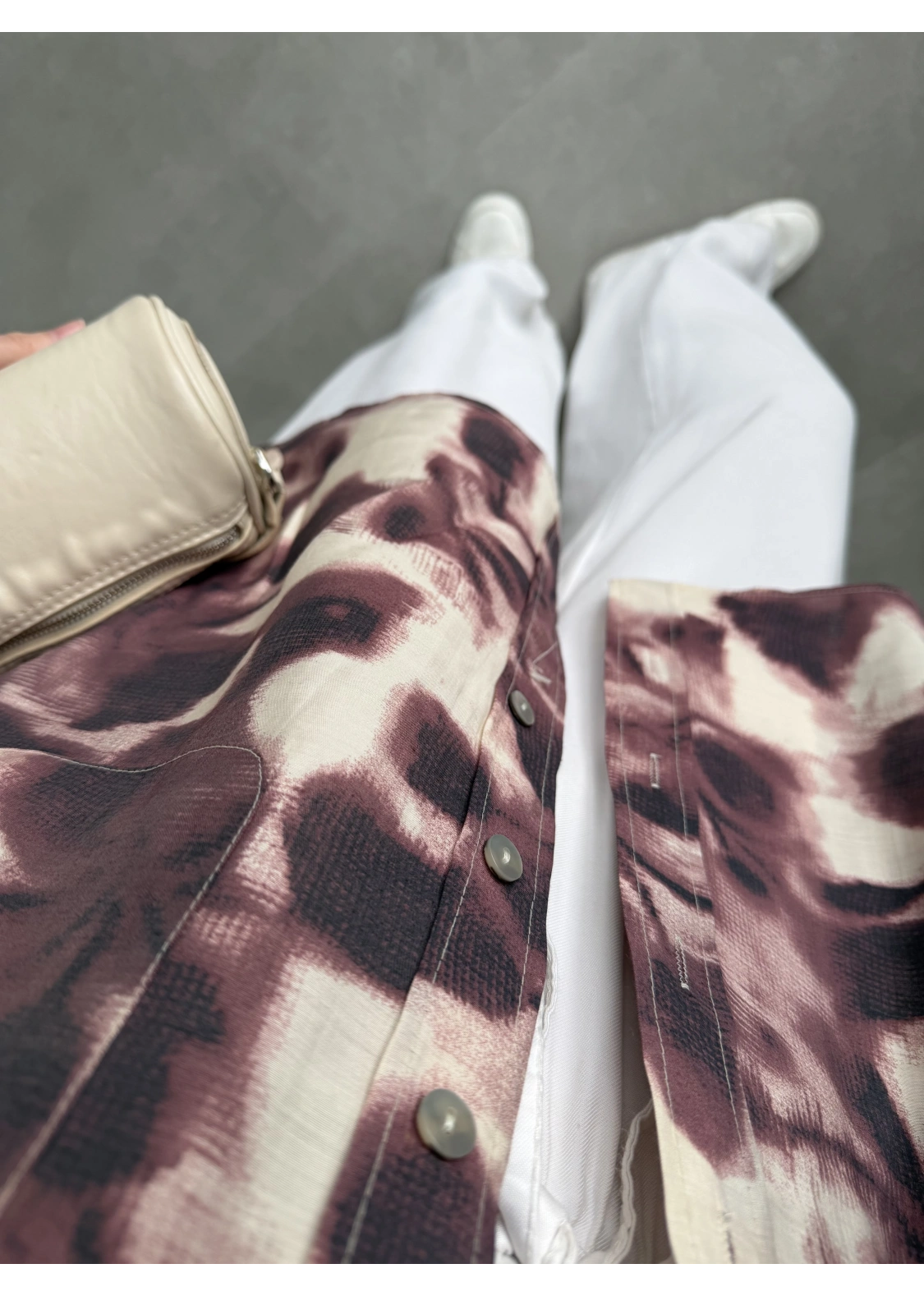 Oversize Bordo Tensel Empirme Gömlek