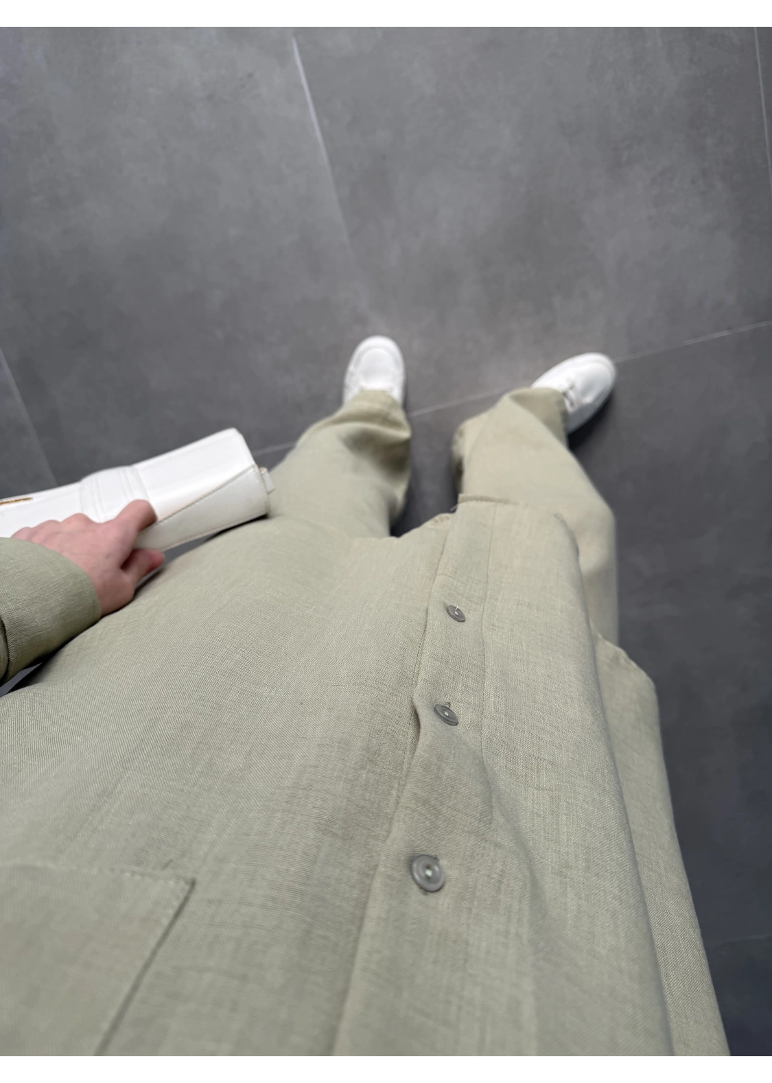 Hakim Yaka Çağla Keten Gömlek Takım