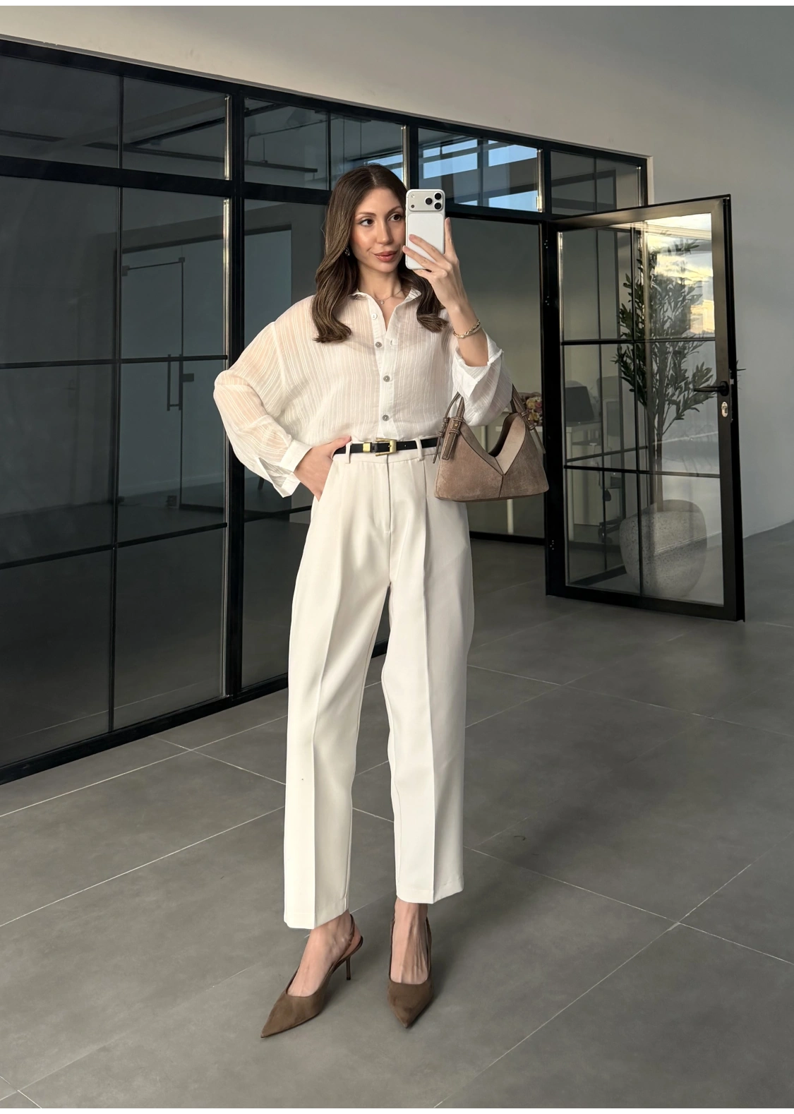 Oversize Transparan Beyaz Gömlek