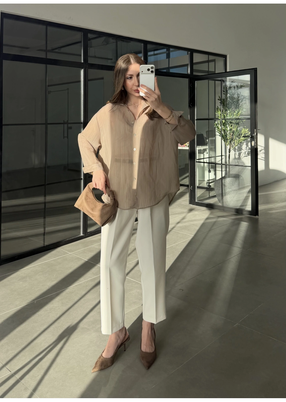 Oversize Transparan Vizon Gömlek