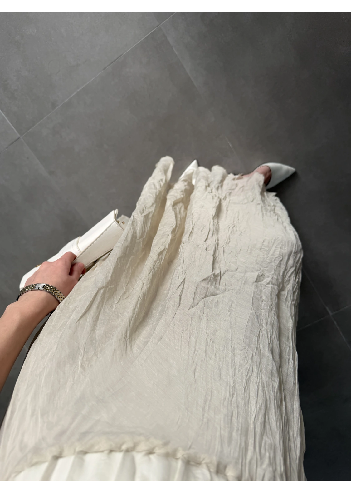 Premium Beli Lastikli Kırışık Taş Etek