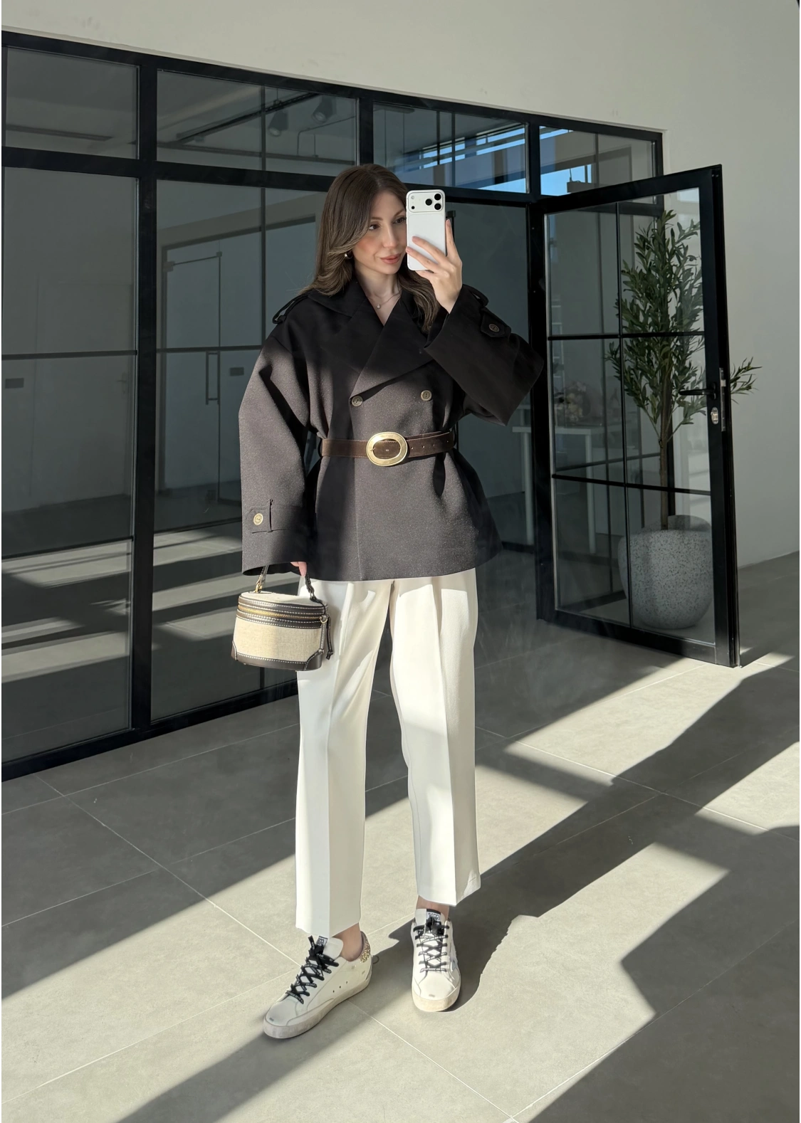 Sarah Kemerli Astarlı Siyah Trençkot