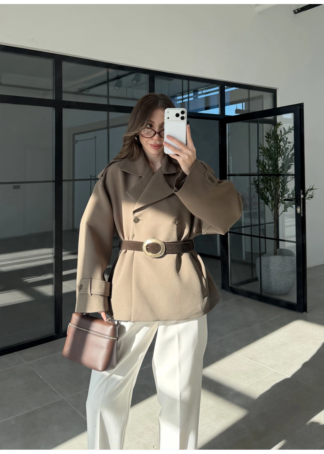 Sarah Kemerli Astarlı Haki Trençkot