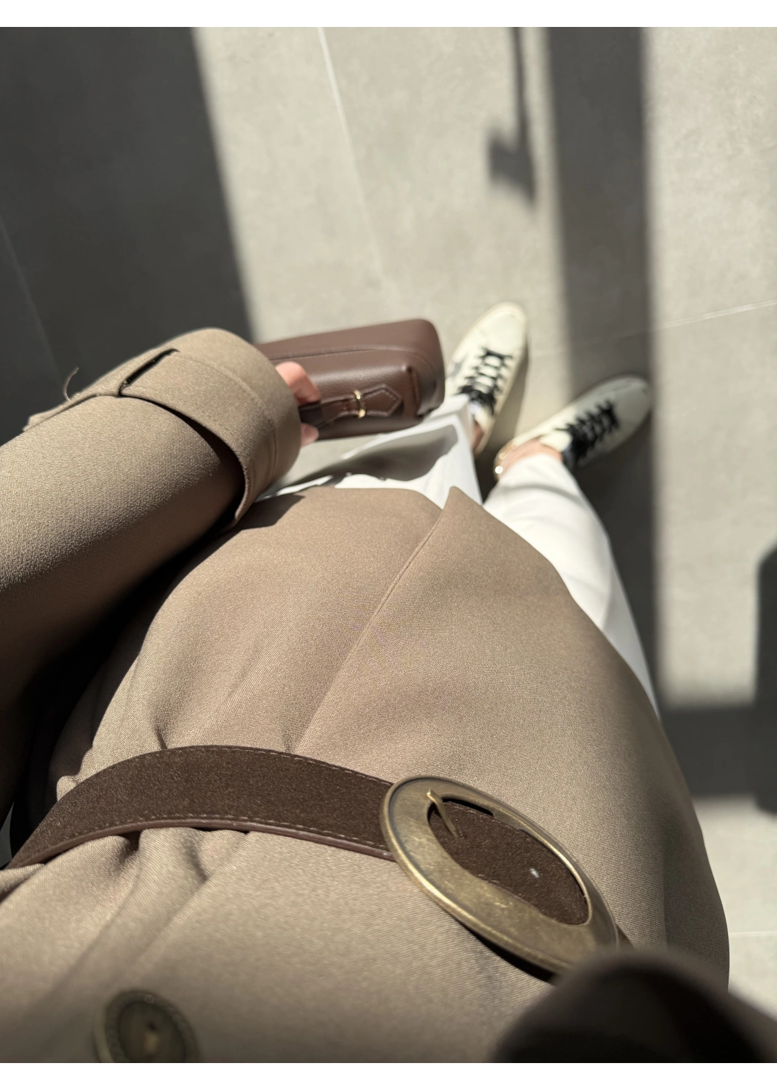 Sarah Kemerli Astarlı Haki Trençkot