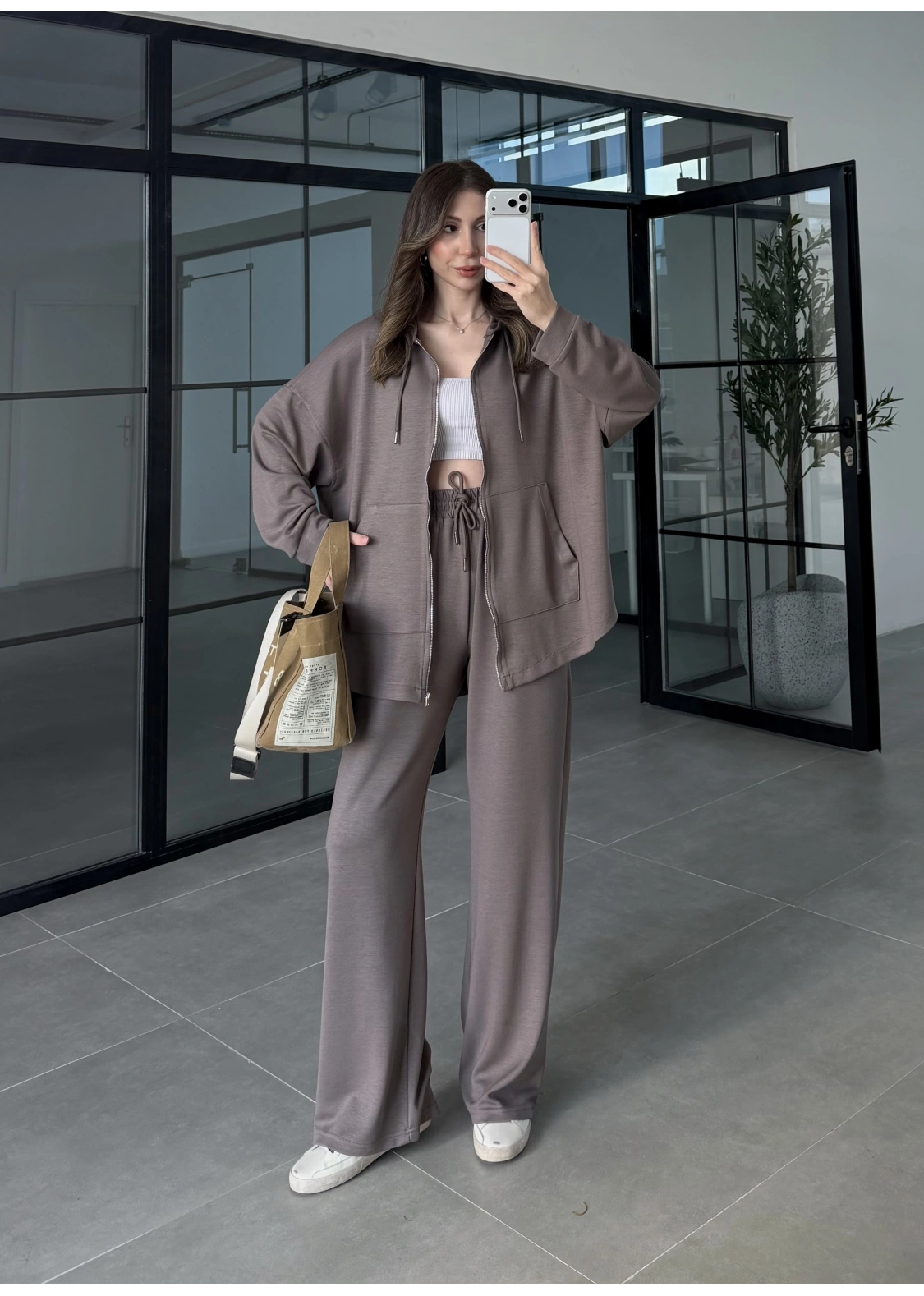 Kapüşonlu Oysh Kumaş Fermuarlı Toprak Spor Takım