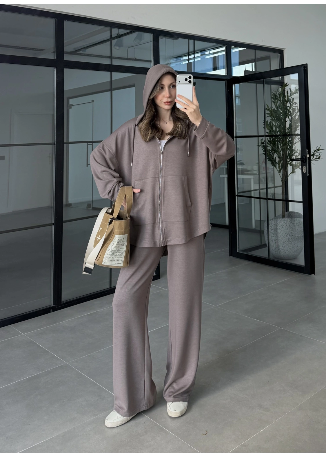 Kapüşonlu Oysh Kumaş Fermuarlı Toprak Spor Takım