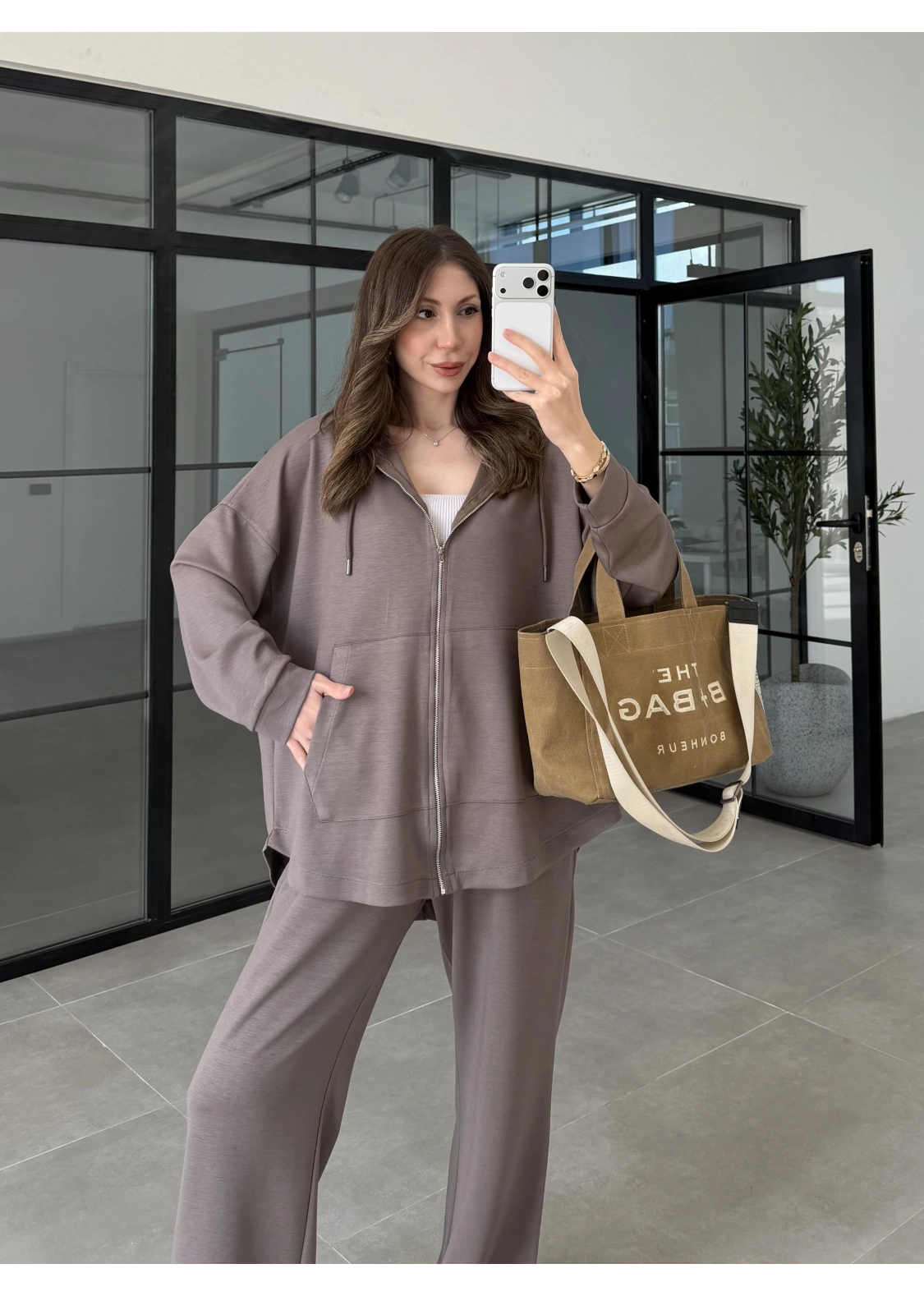 Kapüşonlu Oysh Kumaş Fermuarlı Toprak Spor Takım