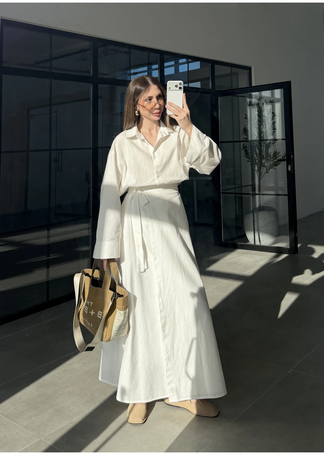 Anvelop Keten Etekli Ekru Gömlek Takım